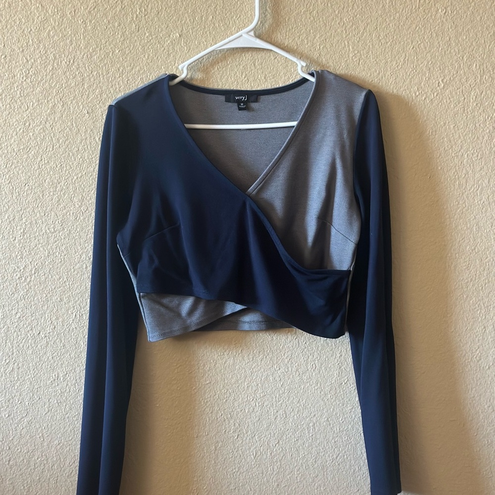 Stylish Navy and Gray Wrap Top by Xhilaration